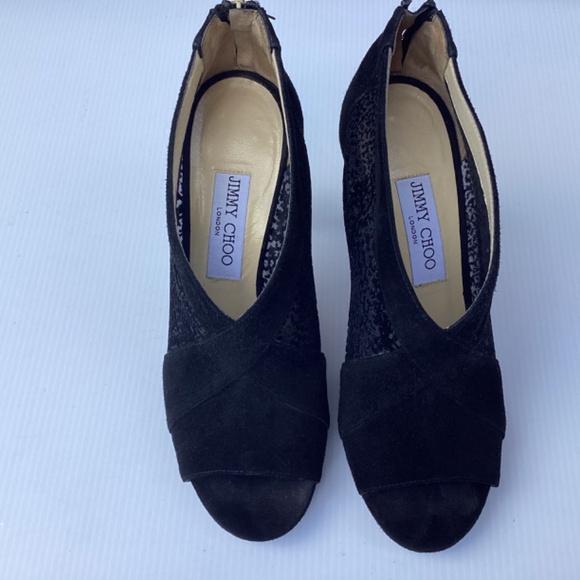 Jimmy Choo - Stiletto bootie - Open toe - Mesh and Suede 38.5 / 8 - Picture 3 of 7